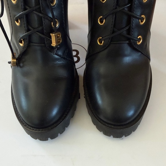 Balmain Black Heeled Boots with Gold Accents - combat style - Picture 5 of 14